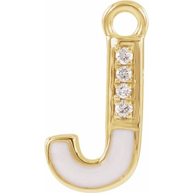 Petite Pavé® .015 CTW Natural Diamond Blush Enamel Initial Dangle
