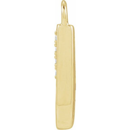 Petite Pavé® .015 CTW Natural Diamond Blush Enamel Initial Dangle