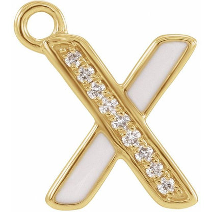 Petite Pavé® .03 CTW Natural Diamond Blush Enamel Initial Dangle