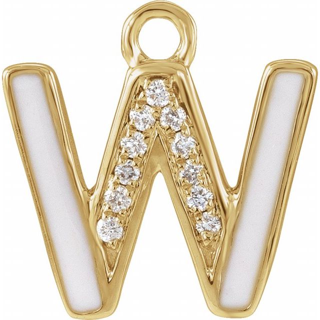 Petite Pavé® .04 CTW Natural Diamond Blush Enamel Initial Dangle