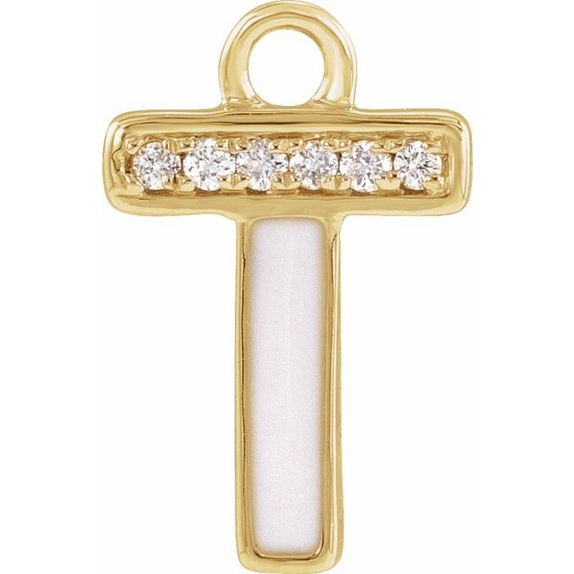 Petite Pavé® .02 CTW Natural Diamond Blush Enamel Initial Dangle