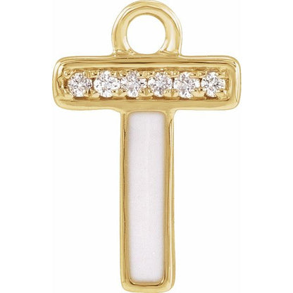 Petite Pavé® .02 CTW Natural Diamond Blush Enamel Initial Dangle
