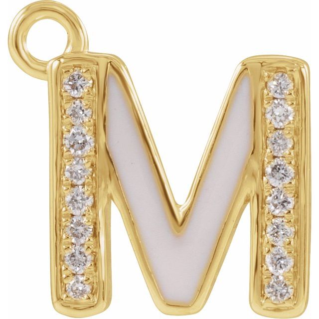 Petite Pavé® .05 CTW Natural Diamond Blush Enamel Initial Dangle
