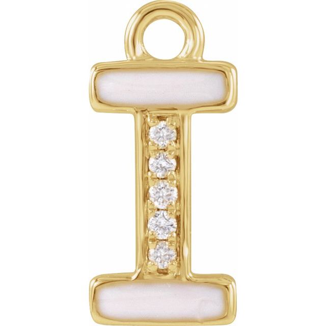 Petite Pavé® .015 CTW Natural Diamond Blush Enamel Initial Dangle