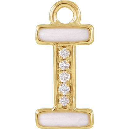 Petite Pavé® .015 CTW Natural Diamond Blush Enamel Initial Dangle