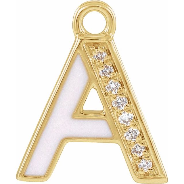 Petite Pavé® .025 CTW Natural Diamond Blush Enamel Initial Dangle