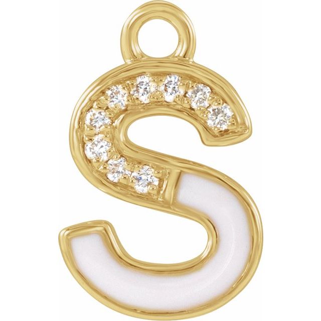 Petite Pavé® .03 CTW Natural Diamond Blush Enamel Initial Dangle