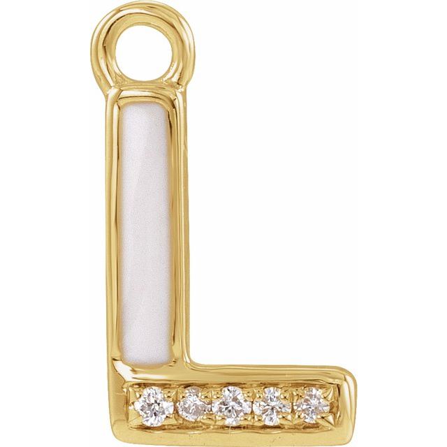 Petite Pavé® .015 CTW Natural Diamond Blush Enamel Initial Dangle