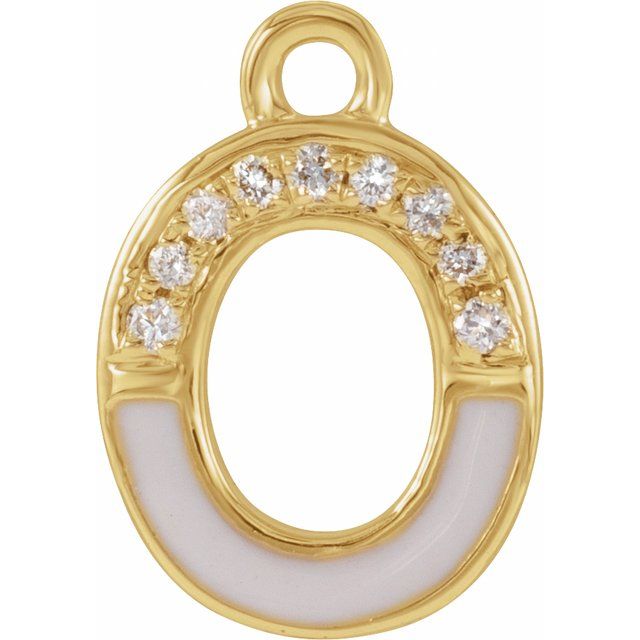 Petite Pavé® .03 CTW Natural Diamond Blush Enamel Initial Dangle