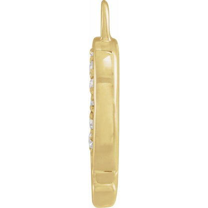 Petite Pavé® .02 CTW Natural Diamond Blush Enamel Initial Dangle