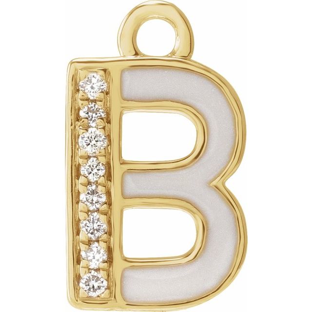 Petite Pavé® .025 CTW Natural Diamond Blush Enamel Initial Dangle
