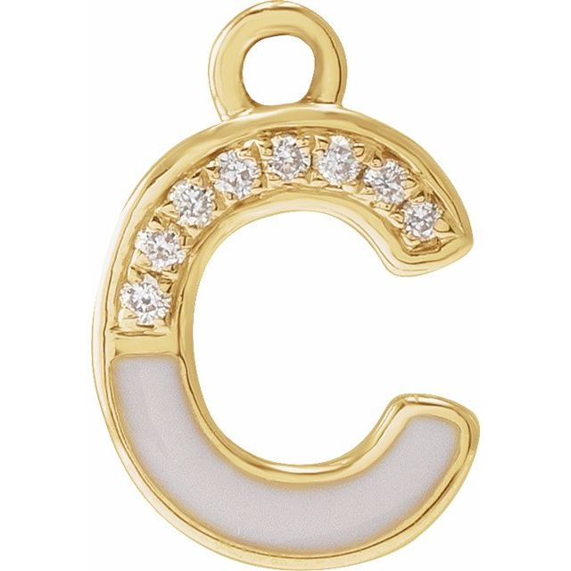 Petite Pavé® .025 CTW Natural Diamond Blush Enamel Initial Dangle