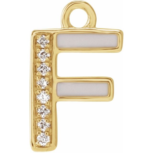 Petite Pavé® .025 CTW Natural Diamond Blush Enamel Initial Dangle