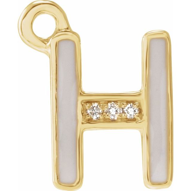 Petite Pavé® .01 CTW Natural Diamond Blush Enamel Initial Dangle