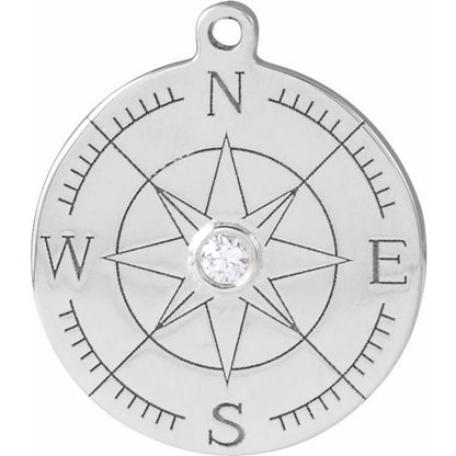 .015 CT Natural Diamond Compass Dangle
