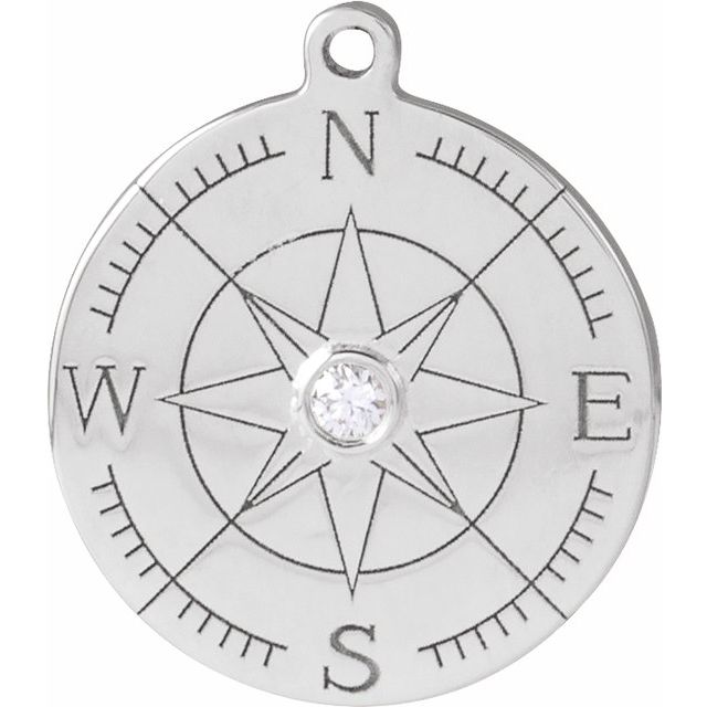 .015 CT Lab-Grown Diamond Compass Dangle