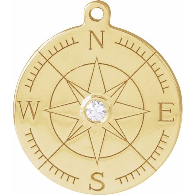 .015 CT Natural Diamond Compass Dangle