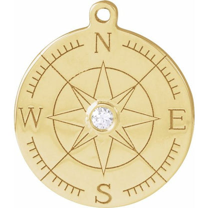 .015 CT Natural Diamond Compass Dangle