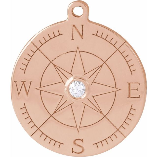 .015 CT Lab-Grown Diamond Compass Dangle