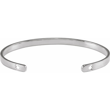 Engravable Pierced Heart Cuff 7" Bracelet