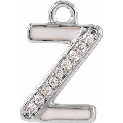 Petite Pavé® .03 CTW Natural Diamond Blush Enamel Initial Dangle