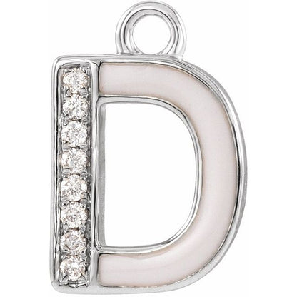 Petite Pavé® .025 CTW Natural Diamond Blush Enamel Initial Dangle