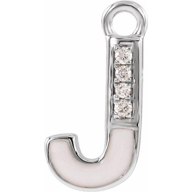 Petite Pavé® .015 CTW Natural Diamond Blush Enamel Initial Dangle