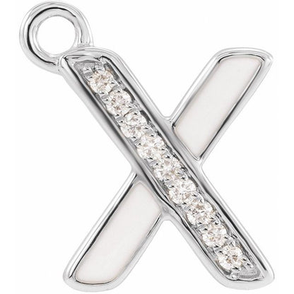Petite Pavé® .03 CTW Natural Diamond Blush Enamel Initial Dangle