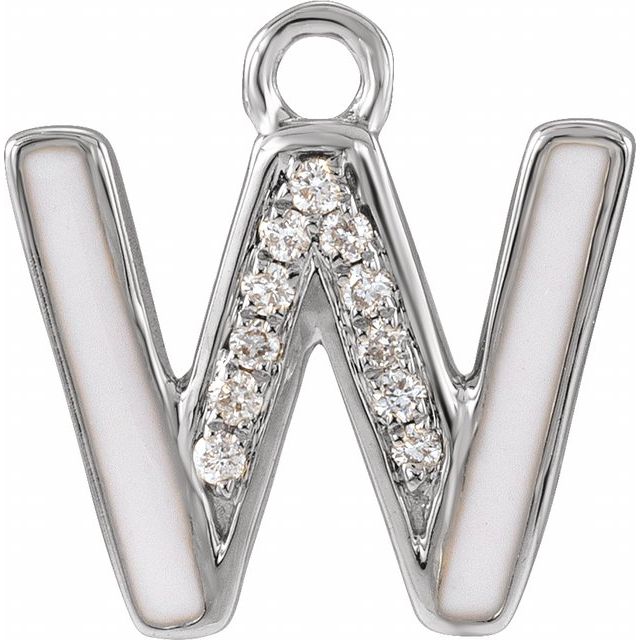 Petite Pavé® .04 CTW Natural Diamond Blush Enamel Initial Dangle
