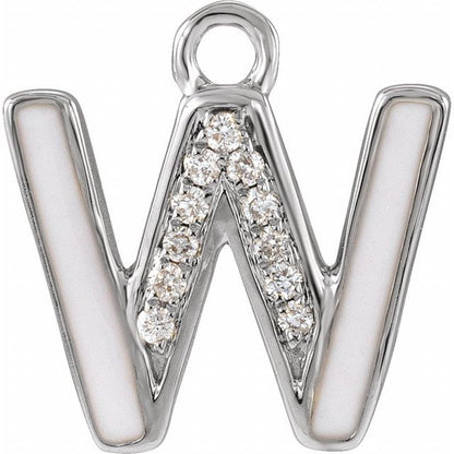 Petite Pavé® .04 CTW Natural Diamond Blush Enamel Initial Dangle