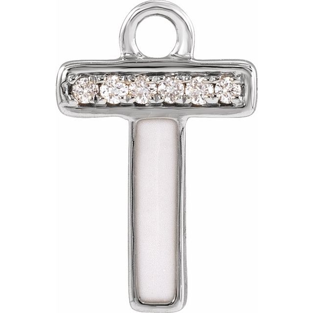 Petite Pavé® .02 CTW Natural Diamond Blush Enamel Initial Dangle