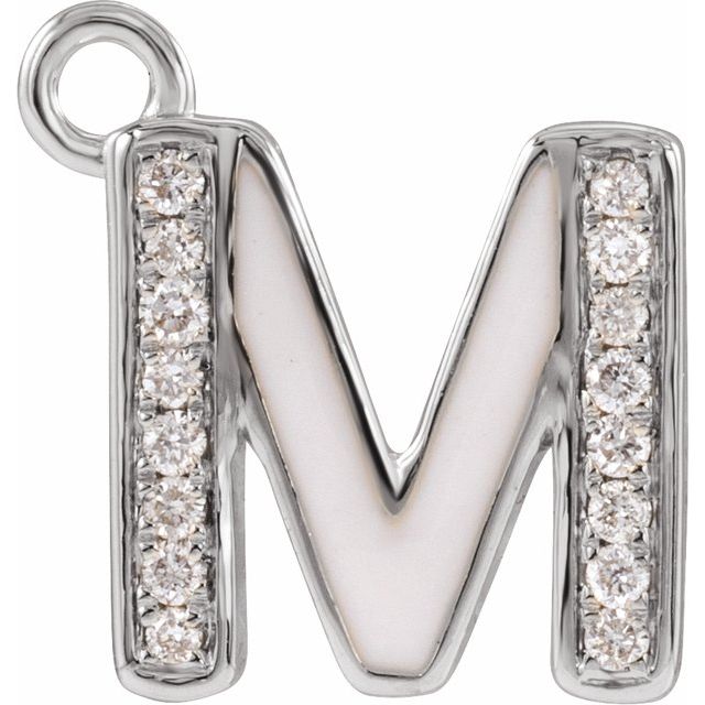 Petite Pavé® .05 CTW Natural Diamond Blush Enamel Initial Dangle