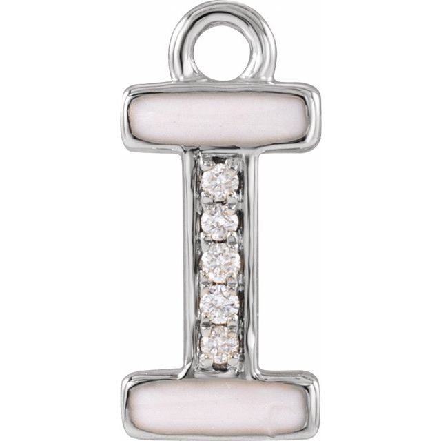 Petite Pavé® .015 CTW Natural Diamond Blush Enamel Initial Dangle