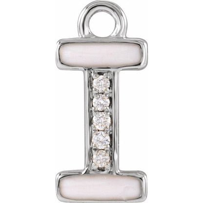 Petite Pavé® .015 CTW Natural Diamond Blush Enamel Initial Dangle