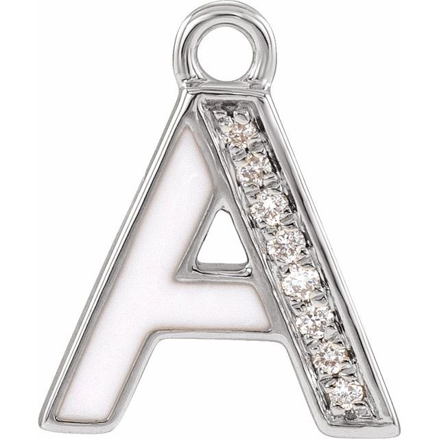 Petite Pavé® .025 CTW Natural Diamond Blush Enamel Initial Dangle