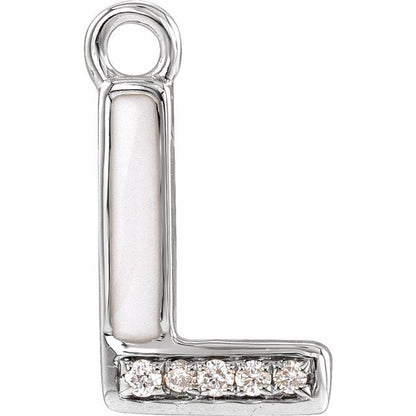 Petite Pavé® .015 CTW Natural Diamond Blush Enamel Initial Dangle