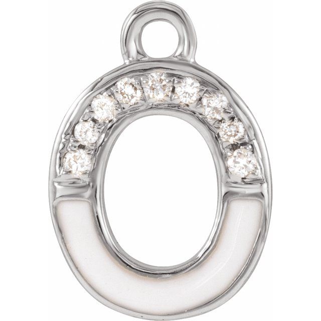 Petite Pavé® .03 CTW Natural Diamond Blush Enamel Initial Dangle