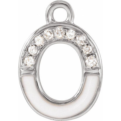 Petite Pavé® .03 CTW Natural Diamond Blush Enamel Initial Dangle