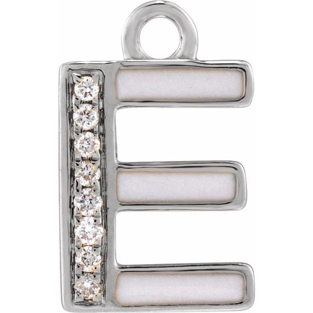 Petite Pavé® .025 CTW Natural Diamond Blush Enamel Initial Dangle