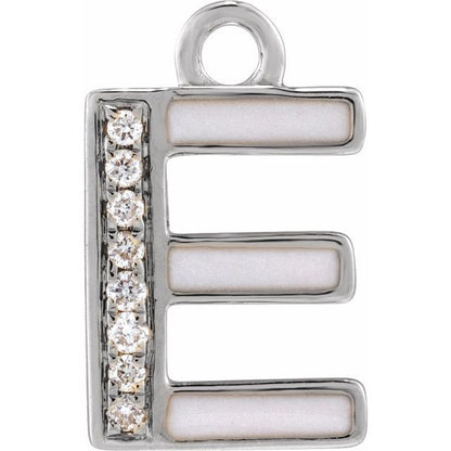 Petite Pavé® .025 CTW Natural Diamond Blush Enamel Initial Dangle