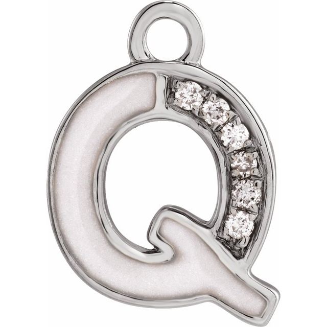 Petite Pavé® .02 CTW Natural Diamond Blush Enamel Initial Dangle
