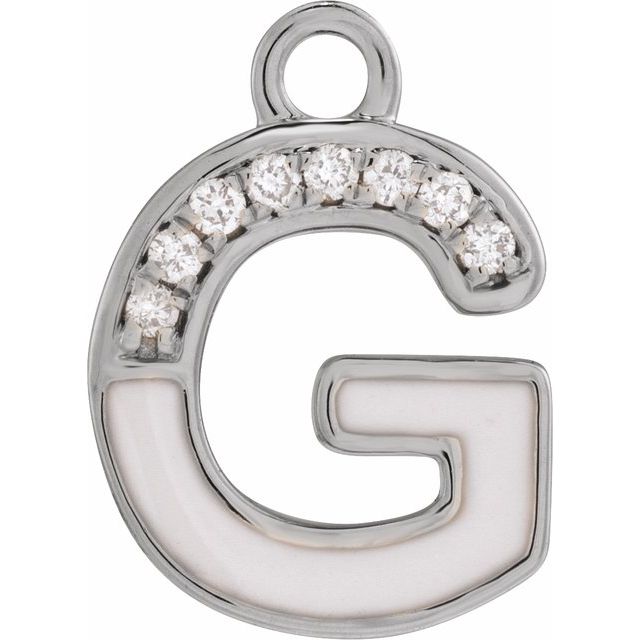 Petite Pavé® .025 CTW Natural Diamond Blush Enamel Initial Dangle
