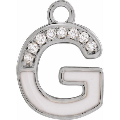 Petite Pavé® .025 CTW Natural Diamond Blush Enamel Initial Dangle