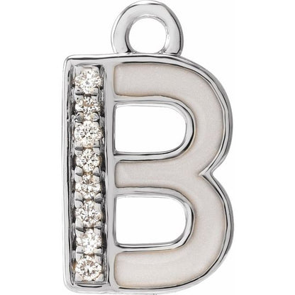 Petite Pavé® .025 CTW Natural Diamond Blush Enamel Initial Dangle