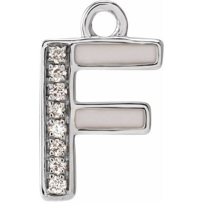 Petite Pavé® .025 CTW Natural Diamond Blush Enamel Initial Dangle
