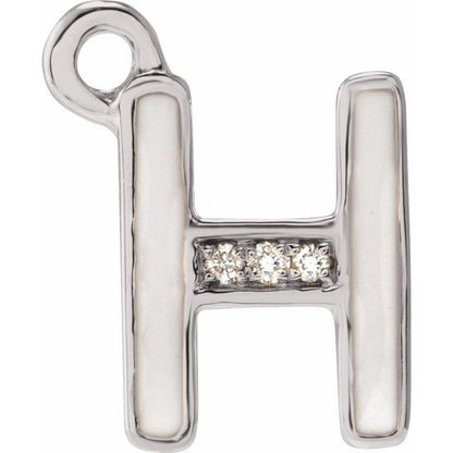 Petite Pavé® .01 CTW Natural Diamond Blush Enamel Initial Dangle