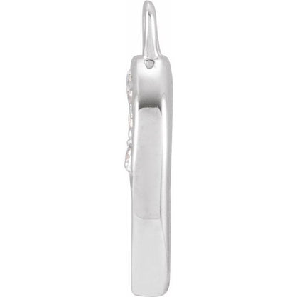 Petite Pavé® .03 CTW Natural Diamond Blush Enamel Initial Dangle