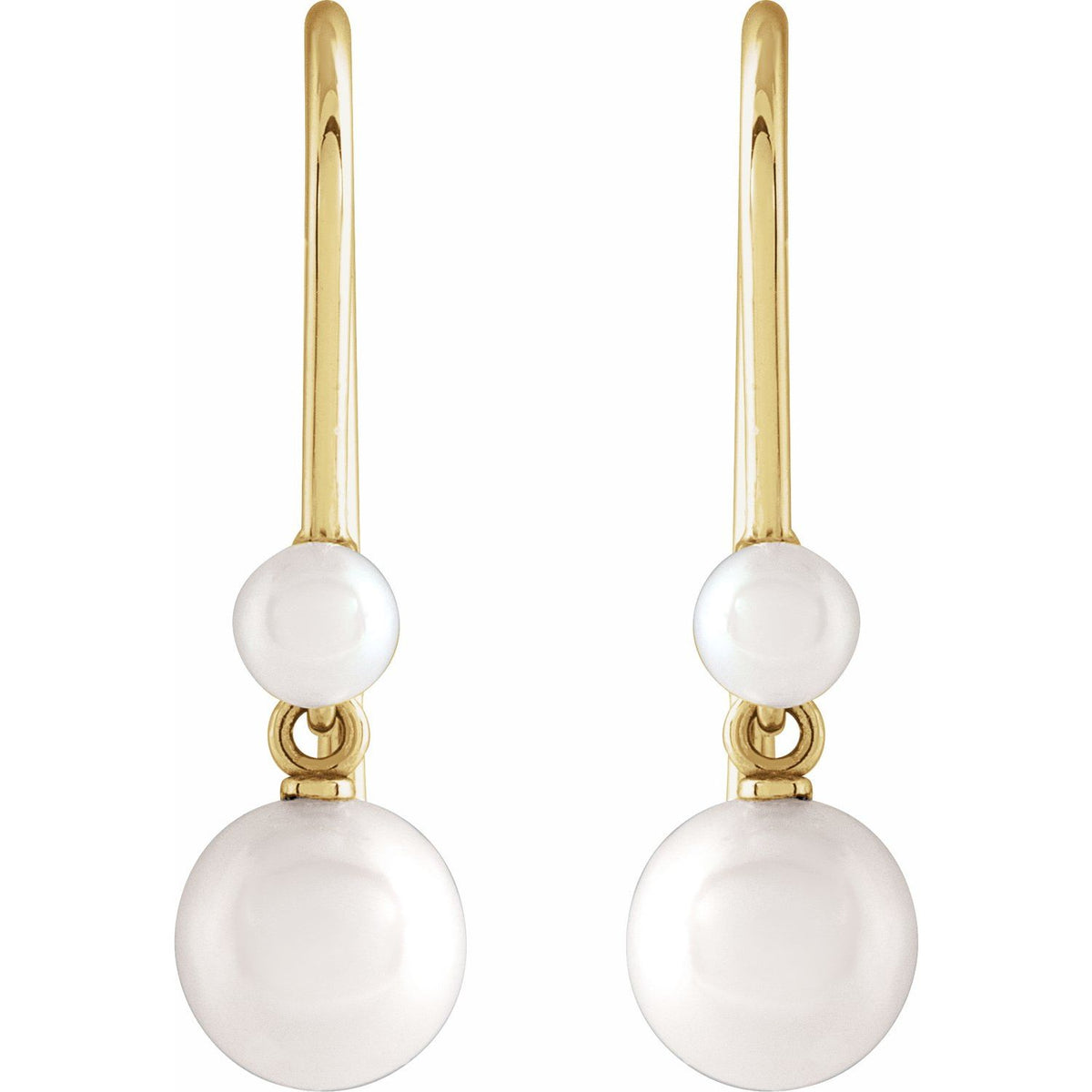 14K Yellow Gold Cultured White Freshwater Pearl Earrings, 2.9 mm x 3.1 mm