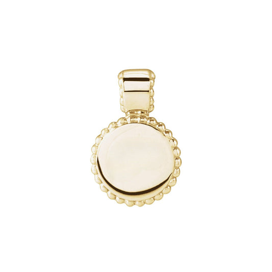14K Yellow Gold Engravable Beaded Disc Pendant
