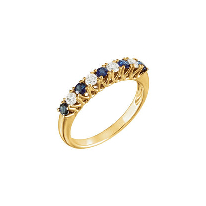 Natural Blue Sapphire & 1/4 CTW Natural Diamond Anniversary Band